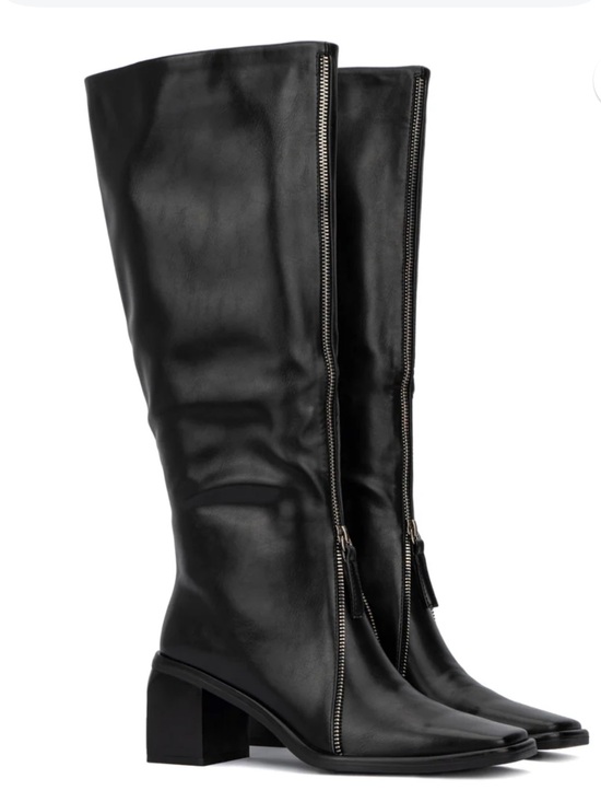 Toregis Shoes - TORGEIS Black Shylah Tall Square Toe Zippered Boots Size 8